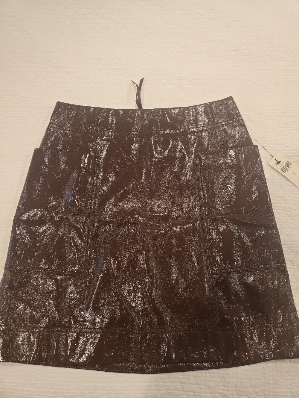Anthropologie by Maeve glossy leather-look mini skirt, size 2